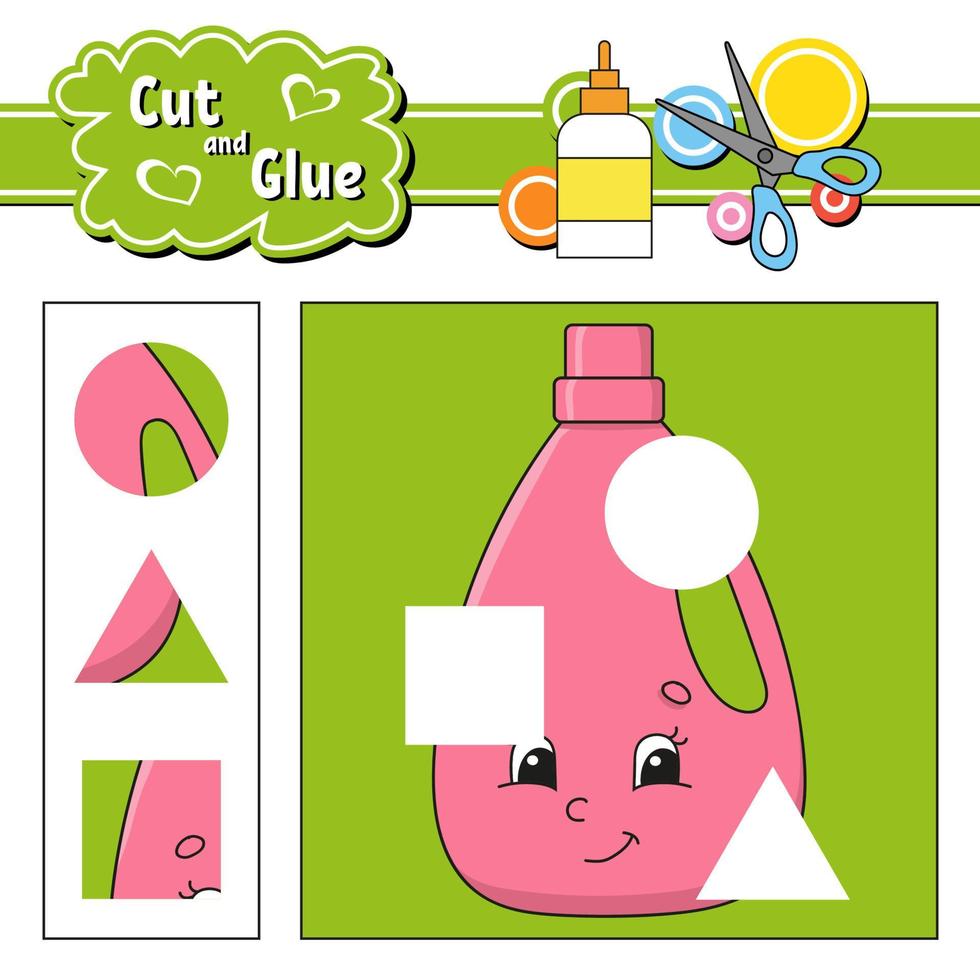 Cut and glue. Education developing worksheet. Activity page. Game for children. Isolated vector illustration in cute cartoon style.