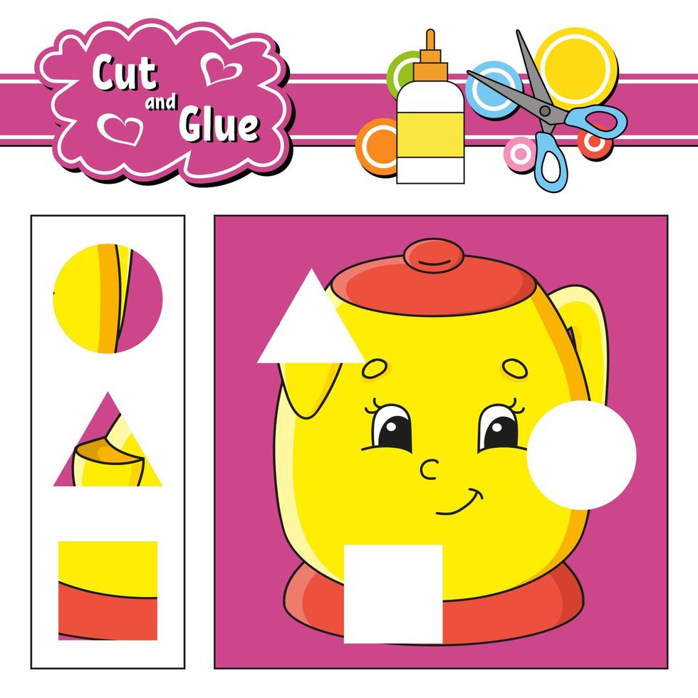 Cut and glue. Education developing worksheet. Activity page. Game for children. Isolated vector illustration in cute cartoon style.