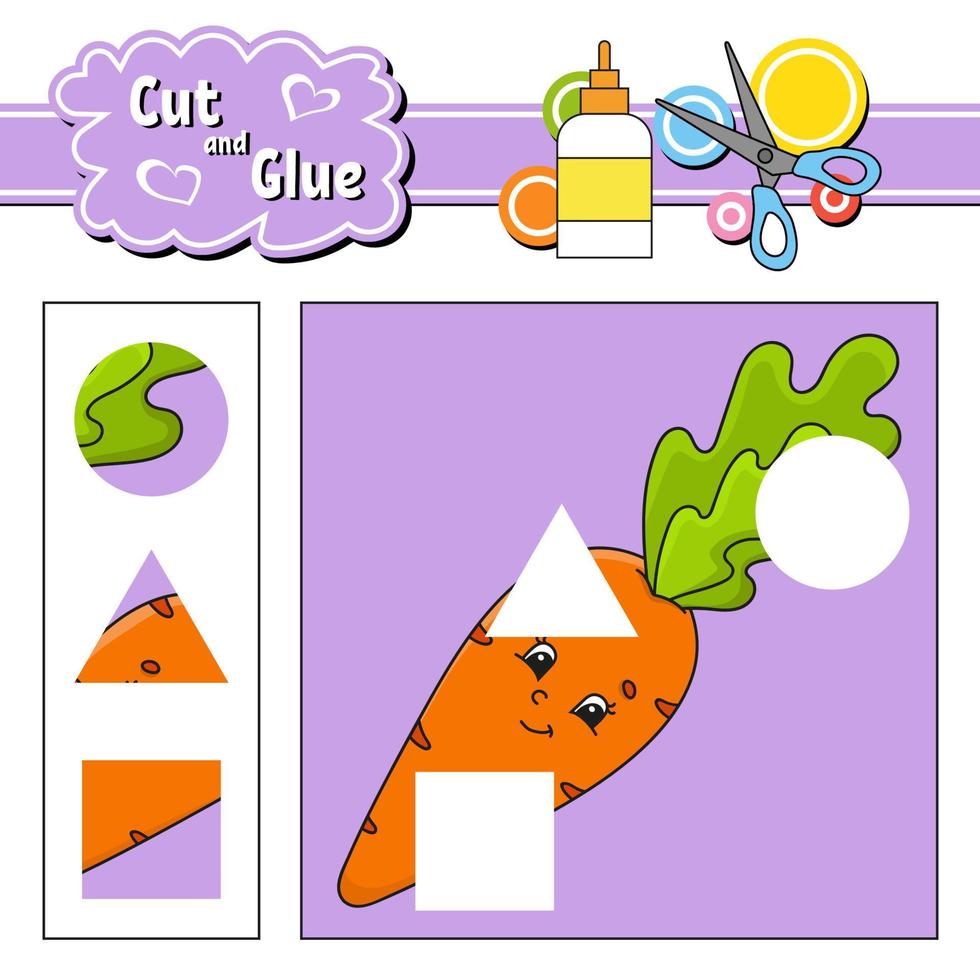 Cut and glue. Education developing worksheet. Activity page. Game for children. Isolated vector illustration in cute cartoon style.