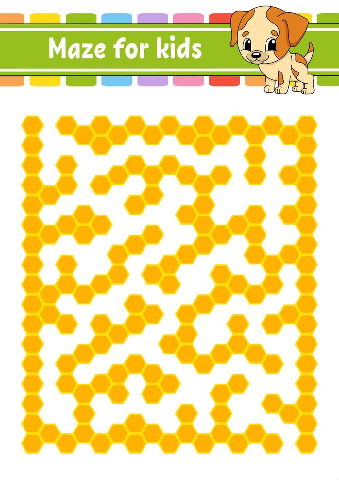 Maze. Game for kids. Funny labyrinth. Education developing worksheet. Activity page. Puzzle for children. Riddle for preschool. Cute cartoon style. Logical conundrum. Color vector illustration.