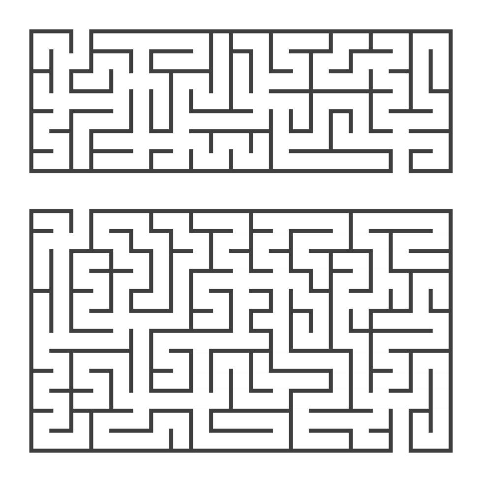 A set of two rectangular mazes with an entrance and an exit. Simple flat vector illustration isolated on white background.