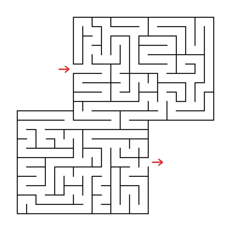 Abstract square isolated maze. Black color. An interesting and useful game for children and adults. Simple flat vector illustration. With a place for your image
