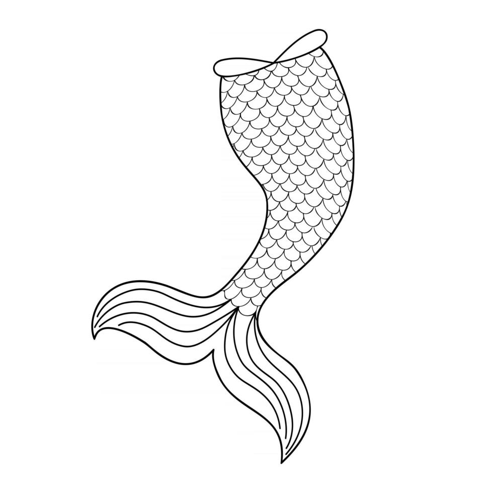 Hand drawn mermaid tail. Element of mermaid costume vector