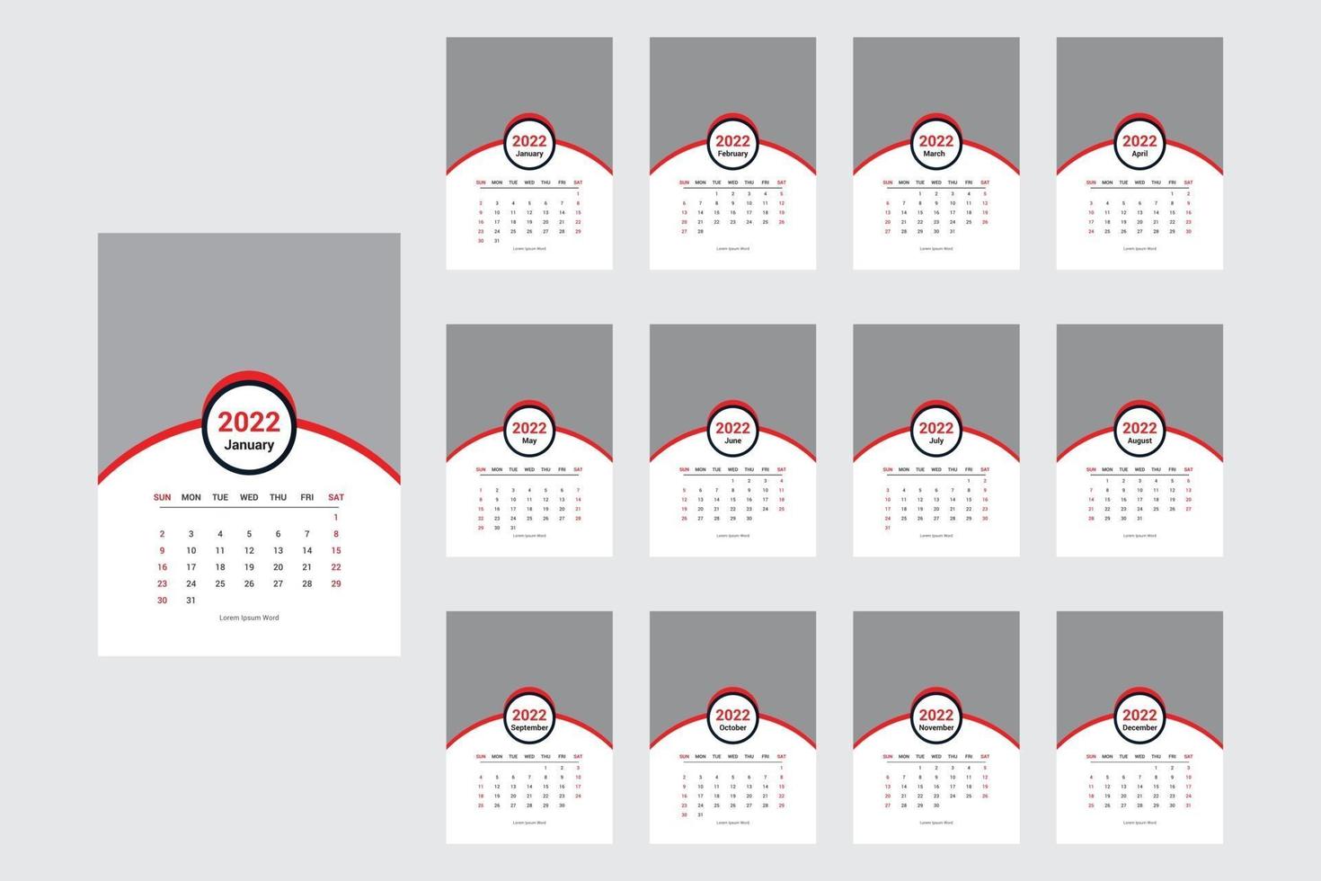 New year 2022 calendar template vector