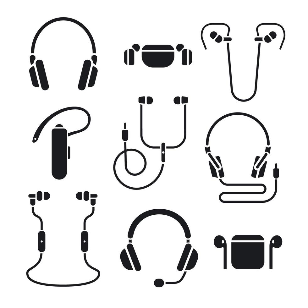 conjunto de iconos de auriculares vector