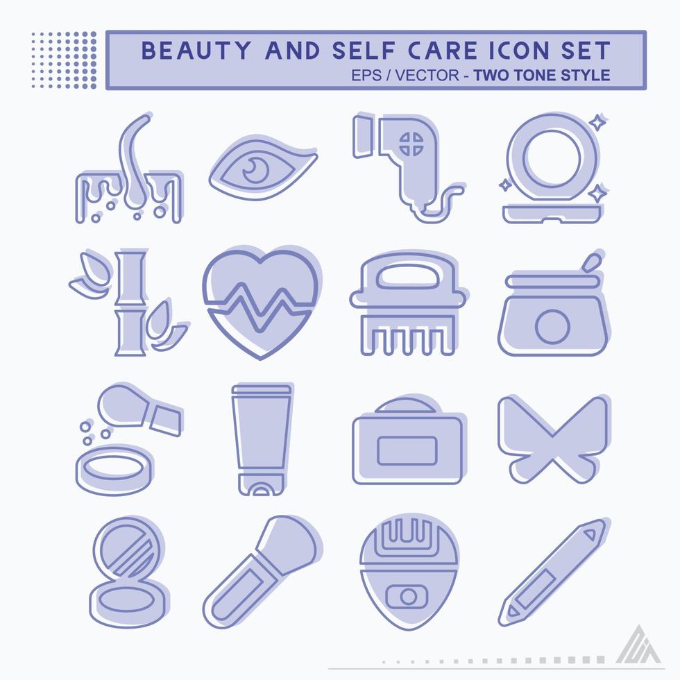 Set Icon Vector of Beauty and Self Care - Two Tone Style