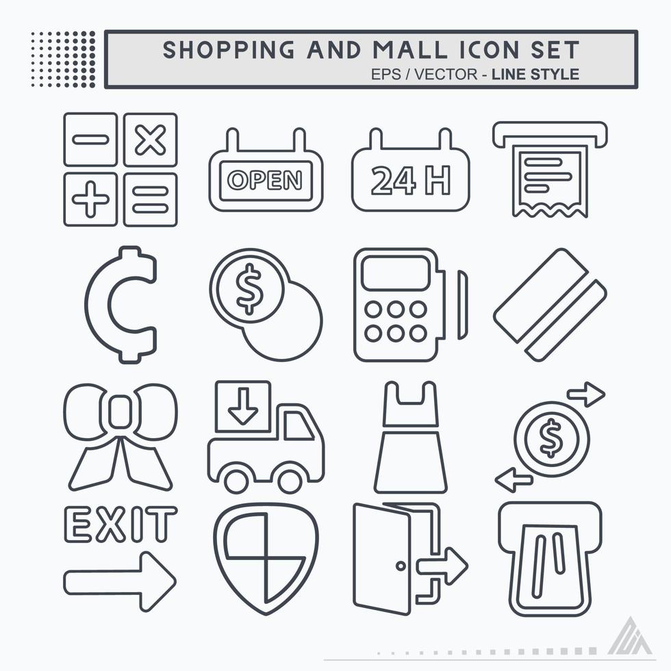 establecer vector icono de compras y centro comercial - estilo de línea