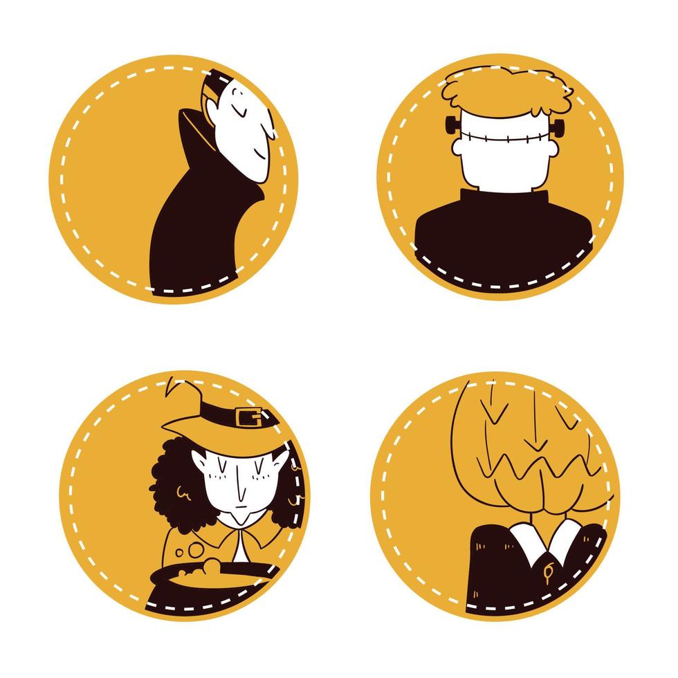 set of pin halloween vector