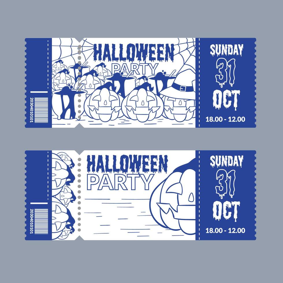 set of halloween ticket vector