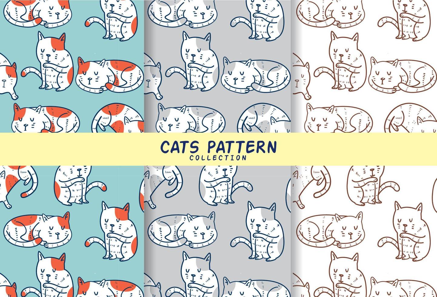 Seamless Pattern of Cat poses vector