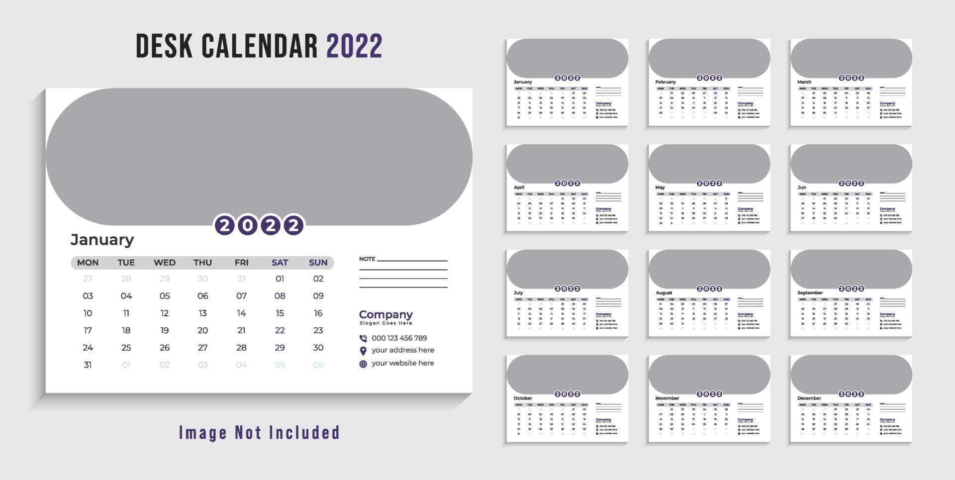 Modern 2022 desk calendar design template Pro Vector