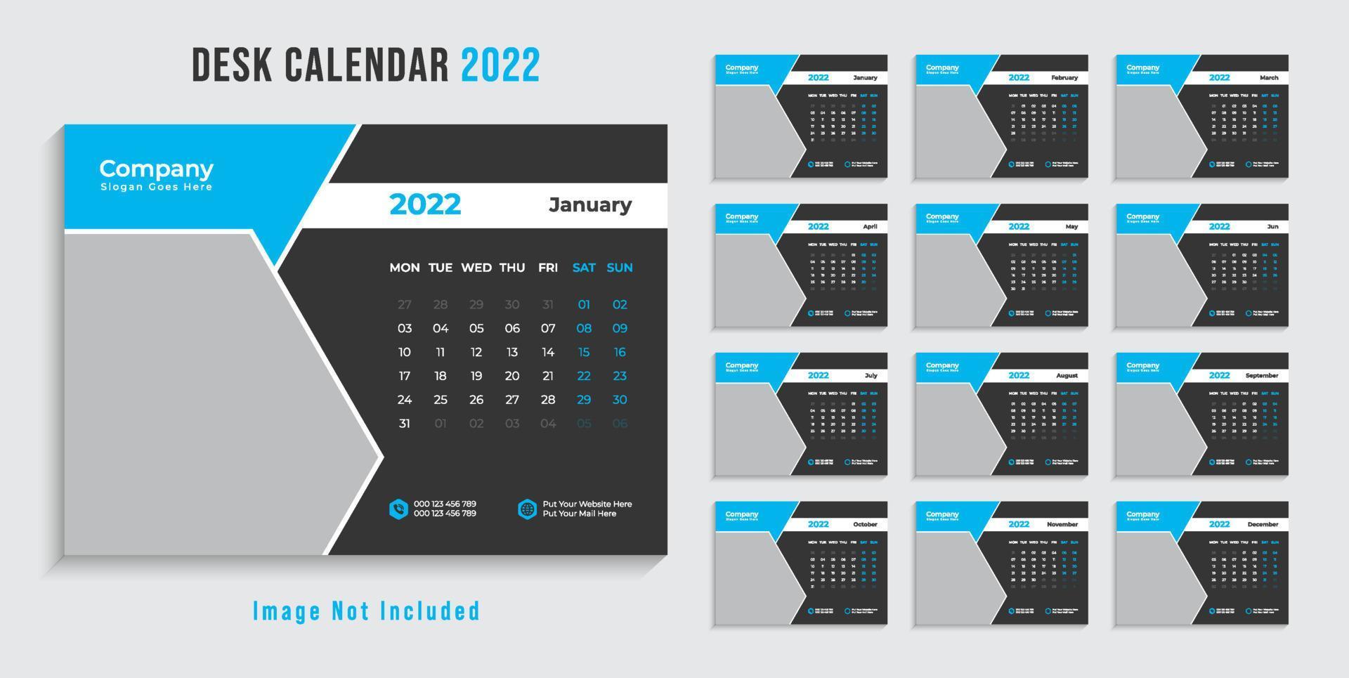 Modern 2022 desk calendar design template Pro Vector