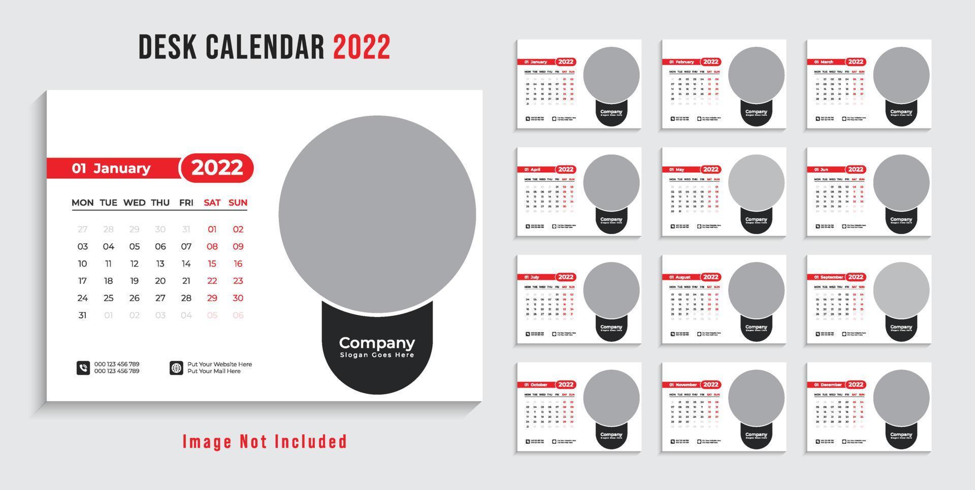 plantilla de diseño de calendario de escritorio 2022 moderno pro vector
