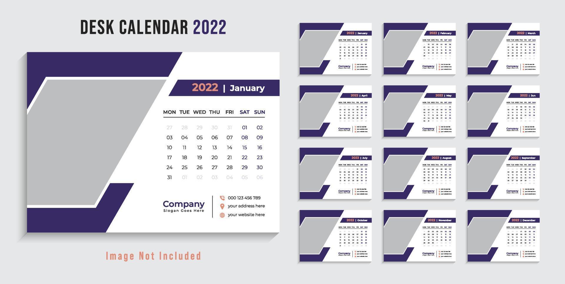 Modern 2022 desk calendar design template Pro Vector