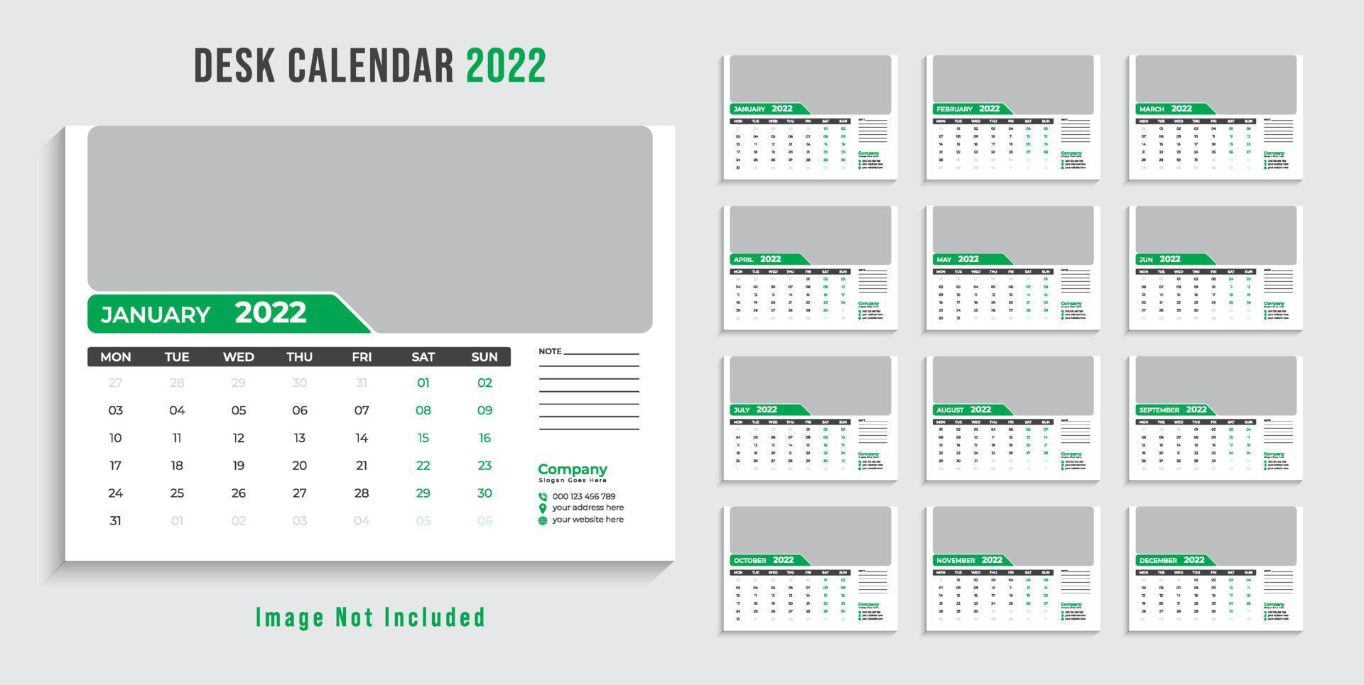 Modern 2022 desk calendar design template Pro Vector