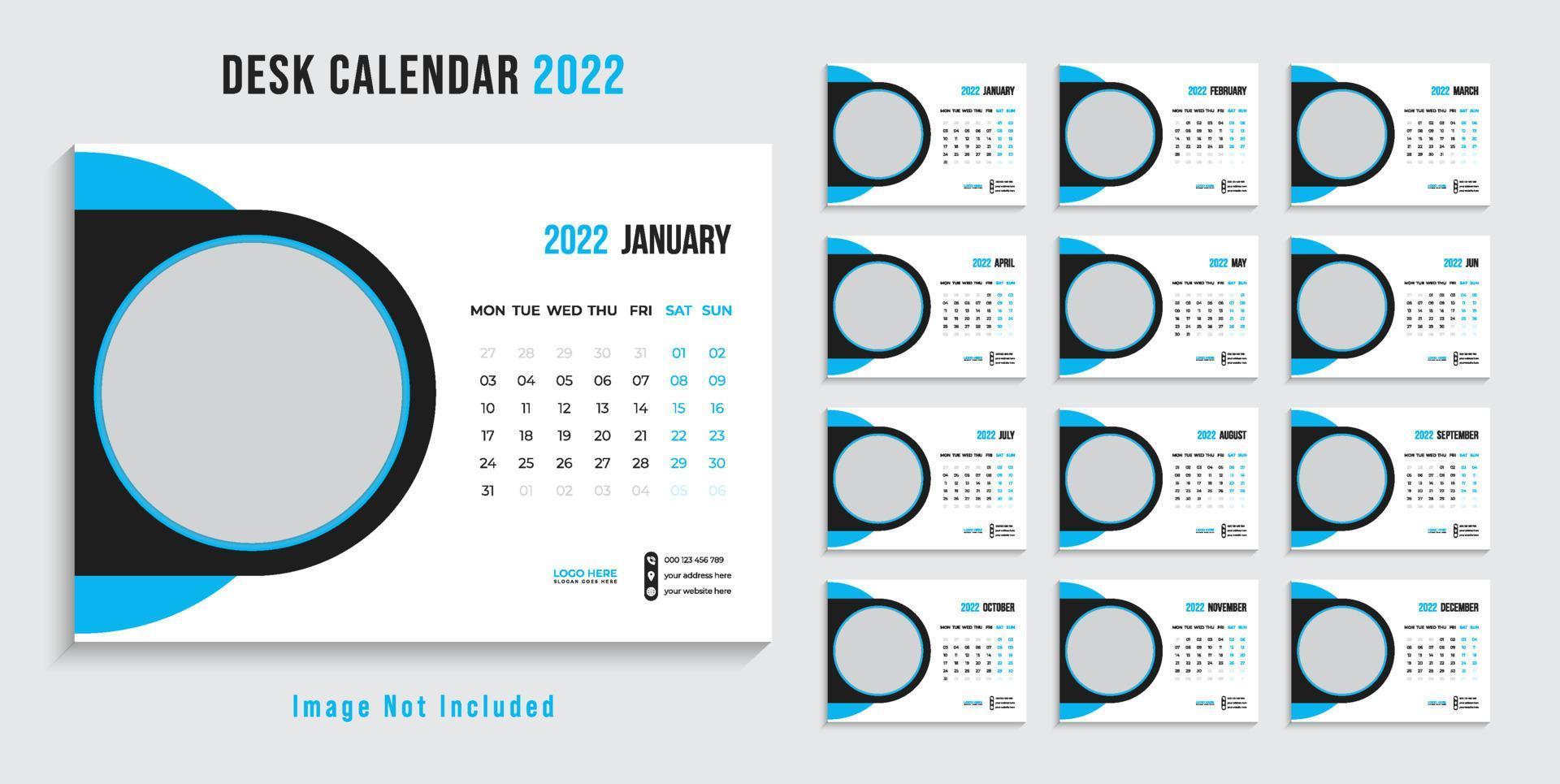 plantilla de diseño de calendario de escritorio 2022 moderno pro vector