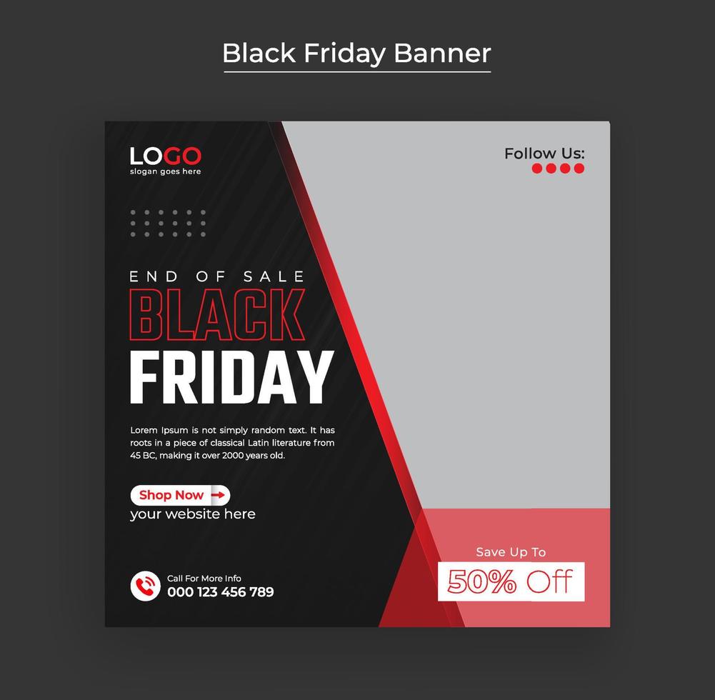 Black Friday weekend sale Social media Banner post and web banner pro vector