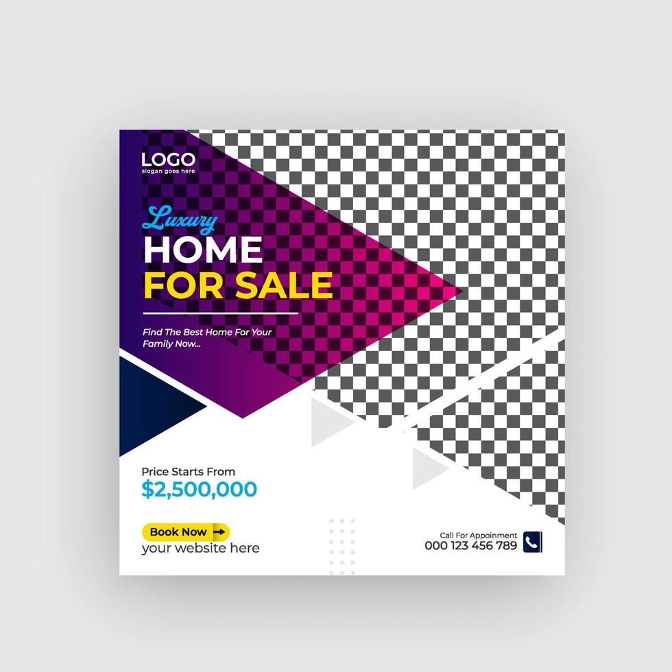 Modern home for sale social media banner and web banner  Pro Vector