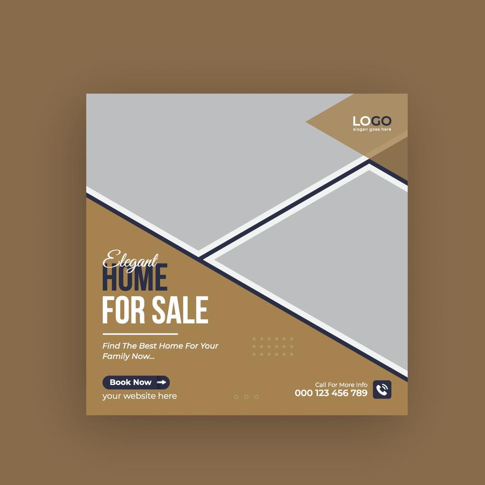 Modern home for sale social media banner and web banner vector