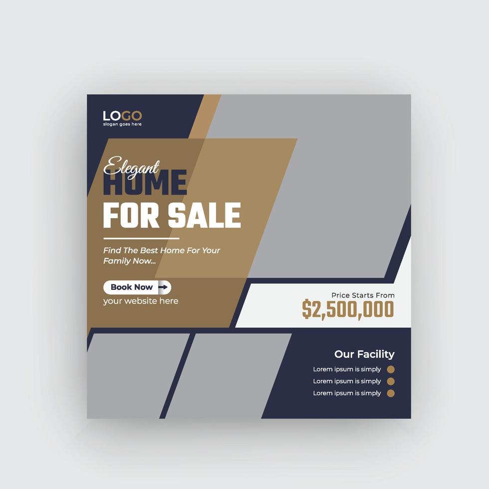 Modern home for sale social media banner and web banner  Pro Vector