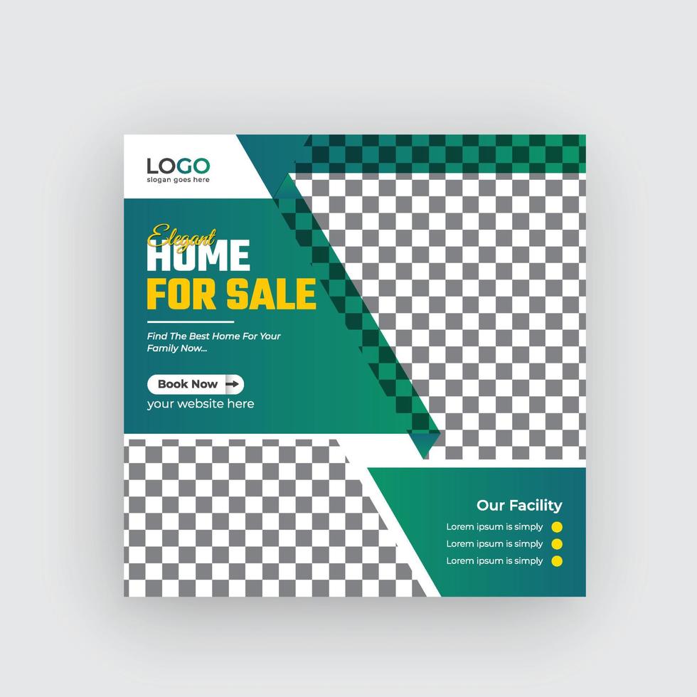 Modern home for sale social media banner and web banner  Pro Vector