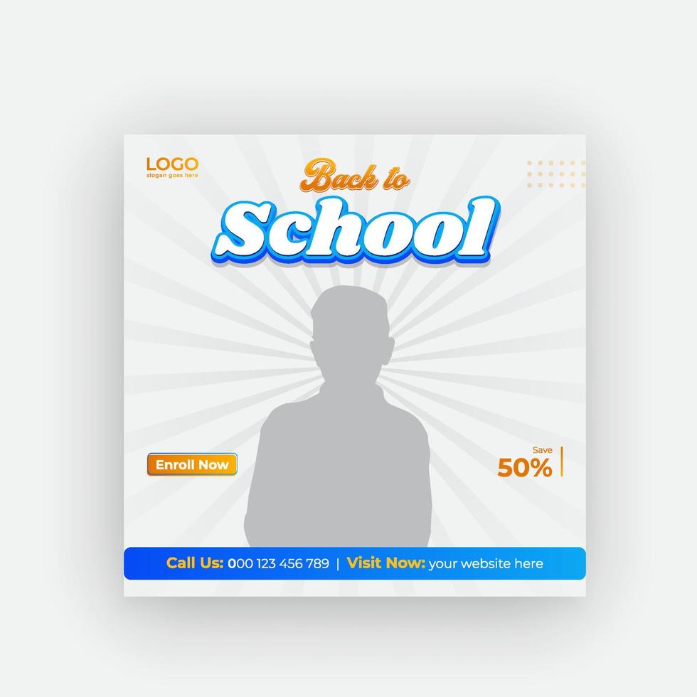 School admission social media post and  admission web banner, flyer pro download vector