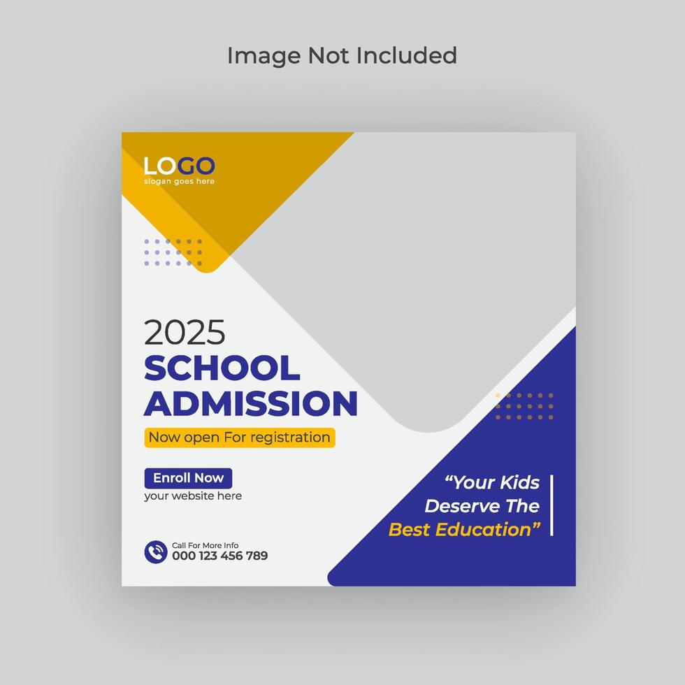 School admission social media post and  admission web banner, flyer pro download vector