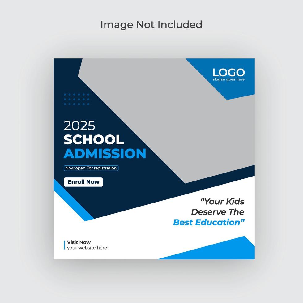 School admission social media post and  admission web banner, flyer pro download vector
