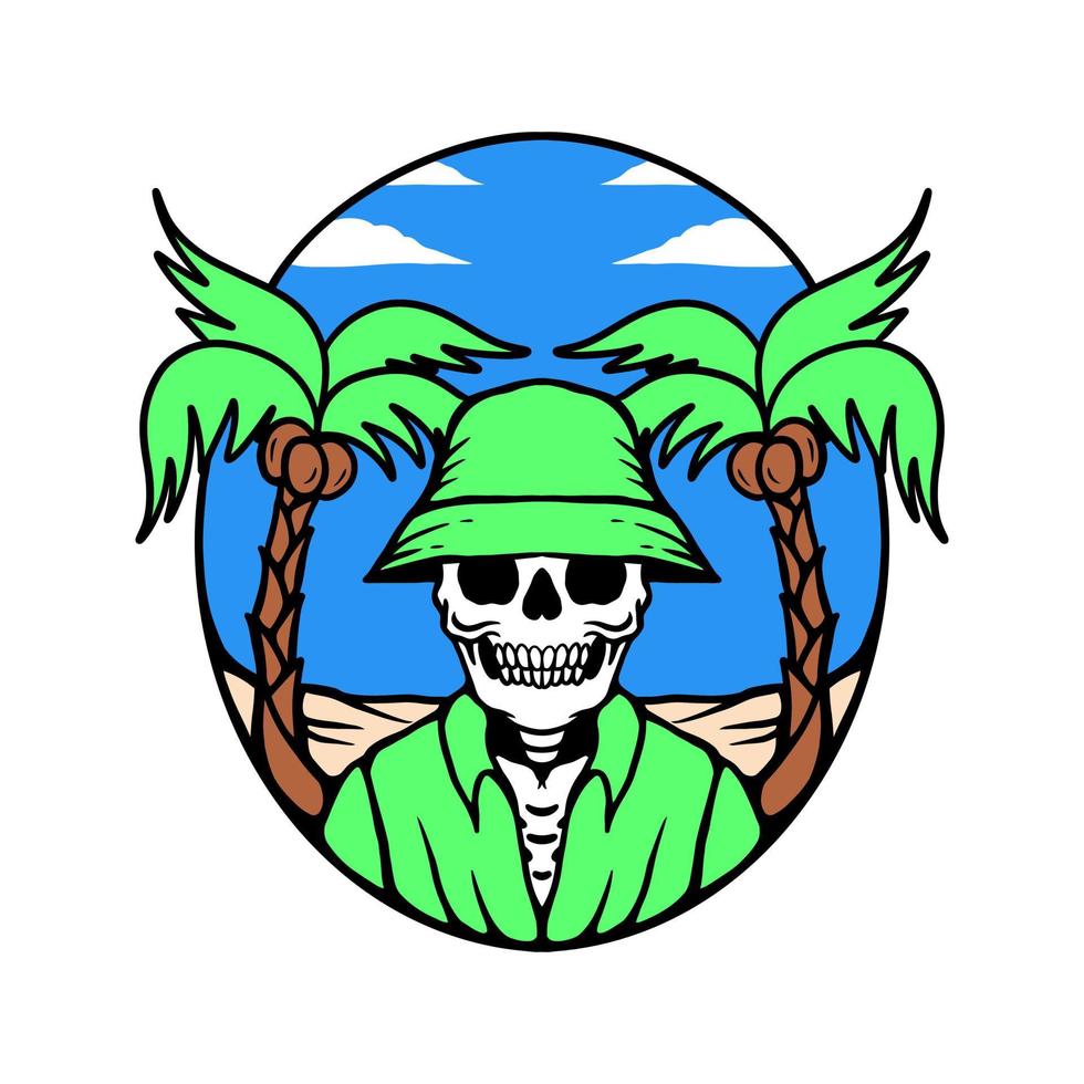 Skull in summer on beach vector
