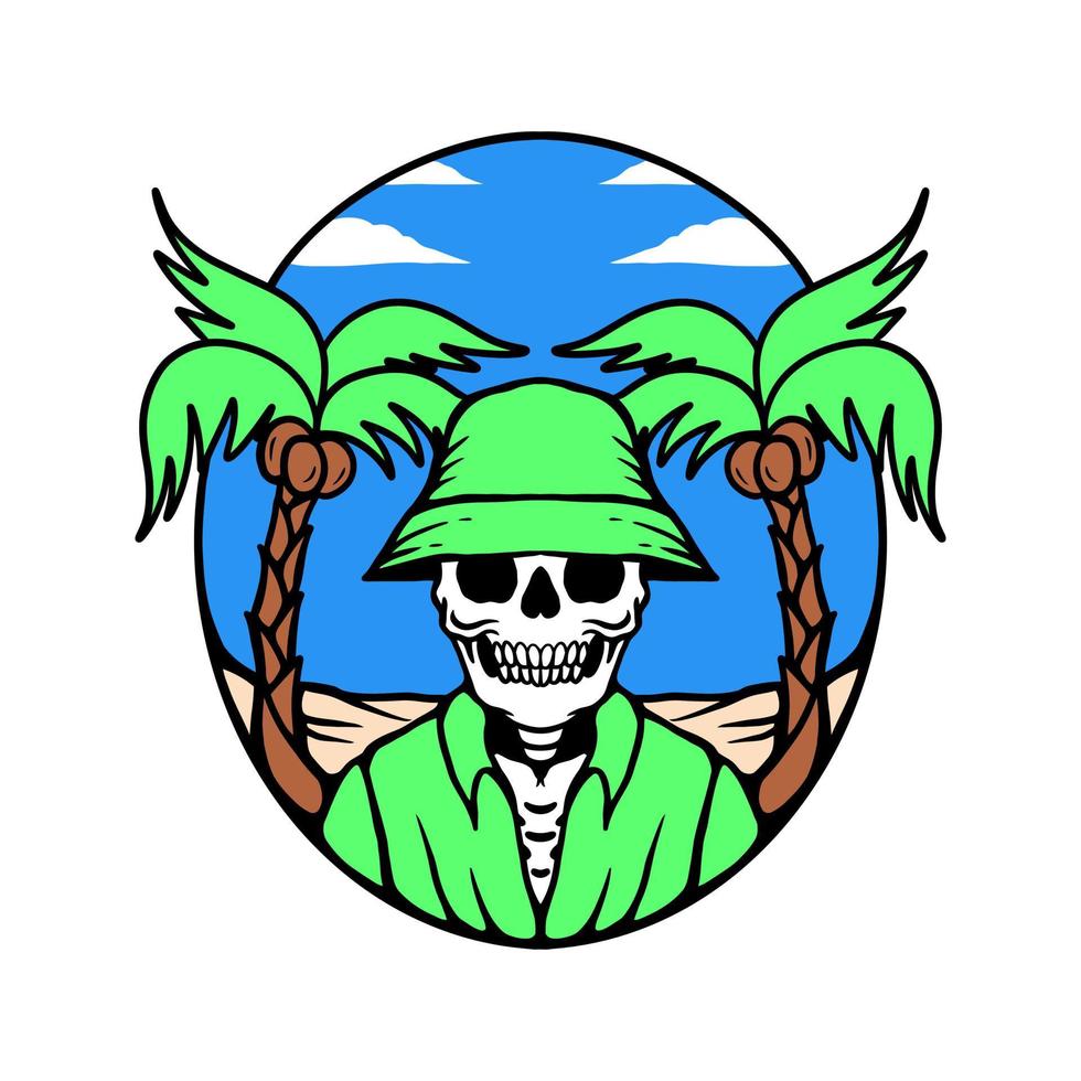 Skull in summer on beach vector