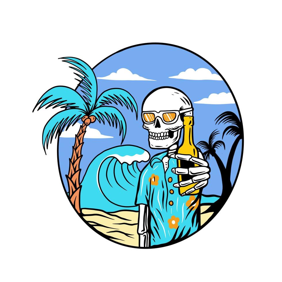 Skull in summer on beach vector