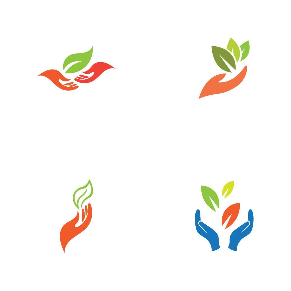 hand leaf logo vector