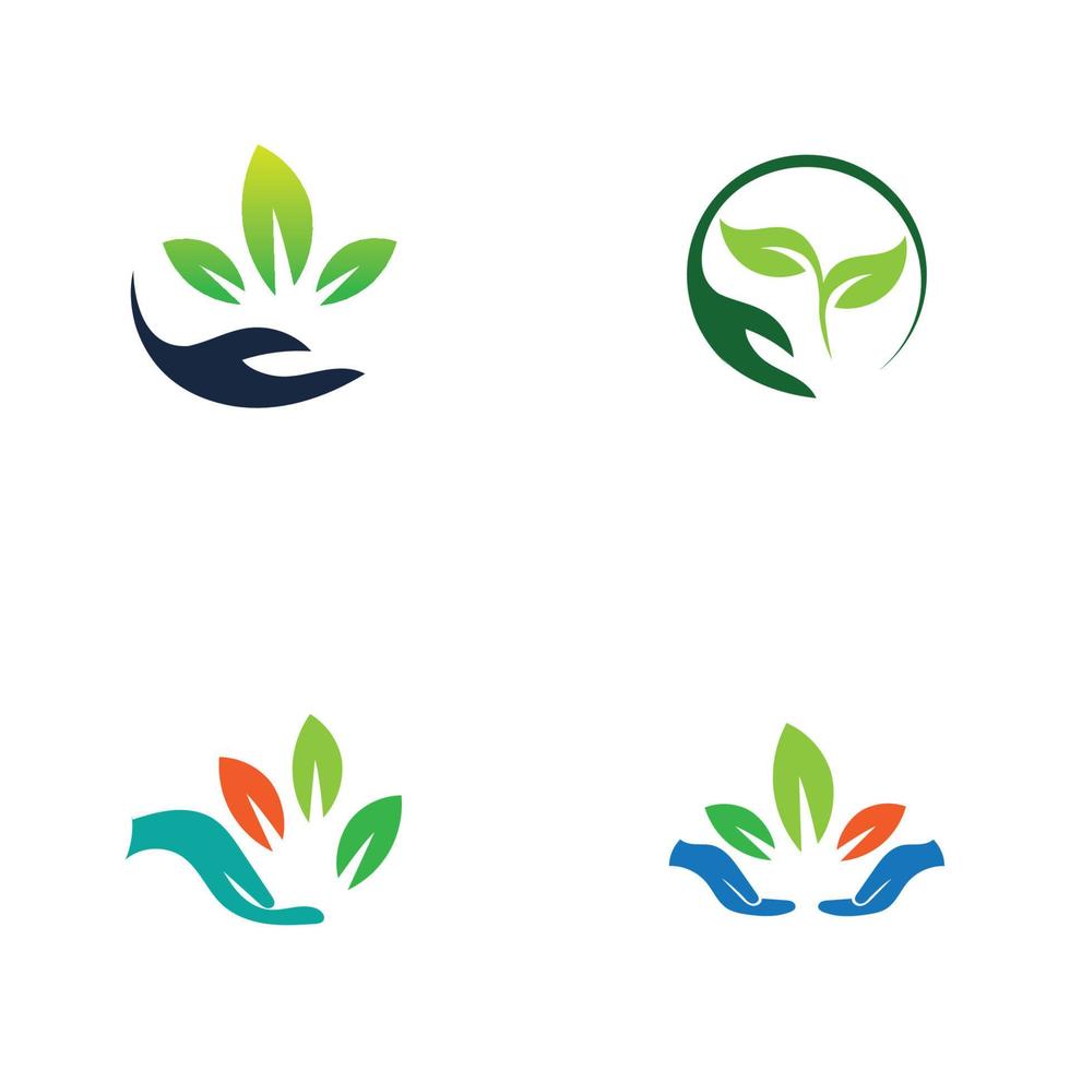 hand leaf logo vector