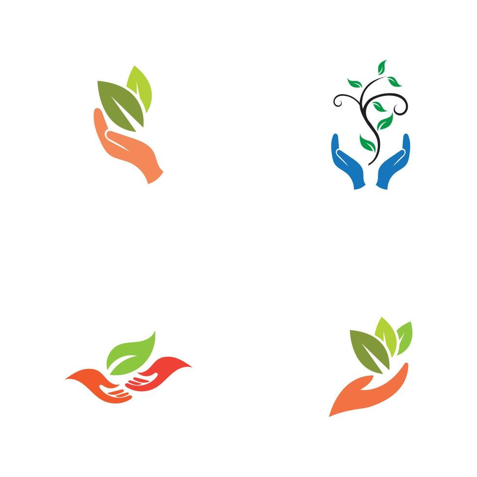 hand leaf logo vector