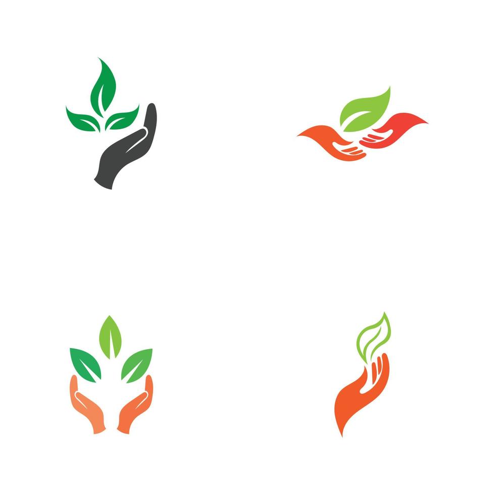 hand leaf logo vector