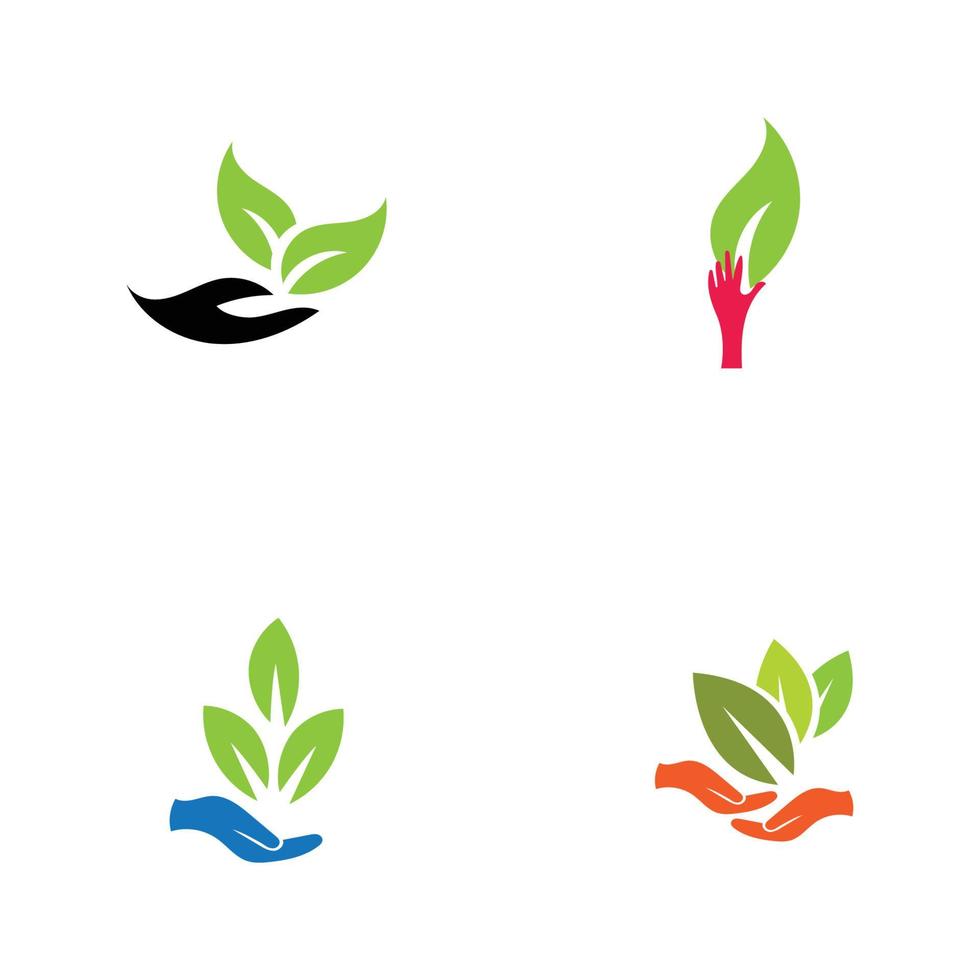 hand leaf logo vector