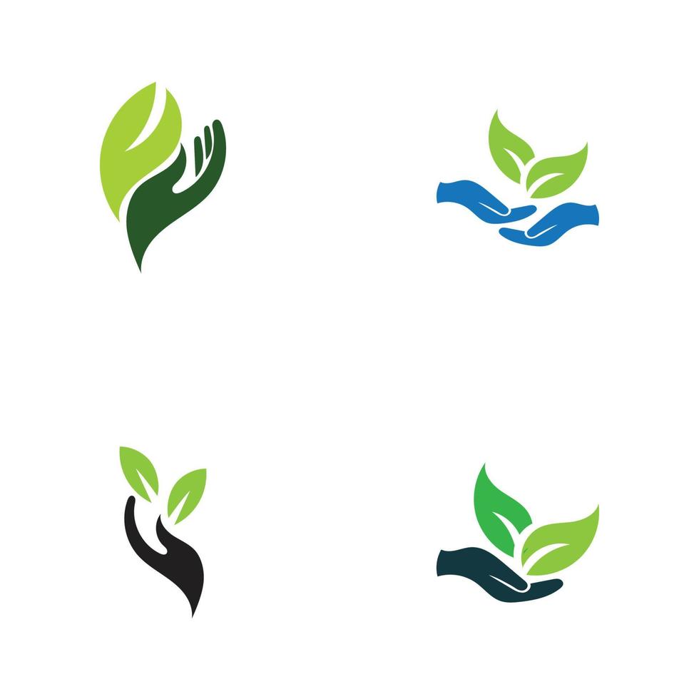 hand leaf logo vector