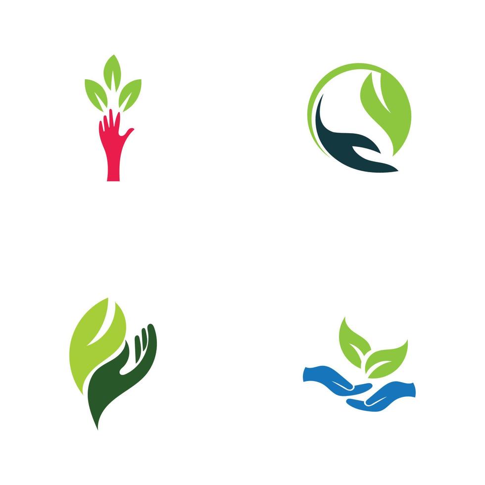 hand leaf logo vector