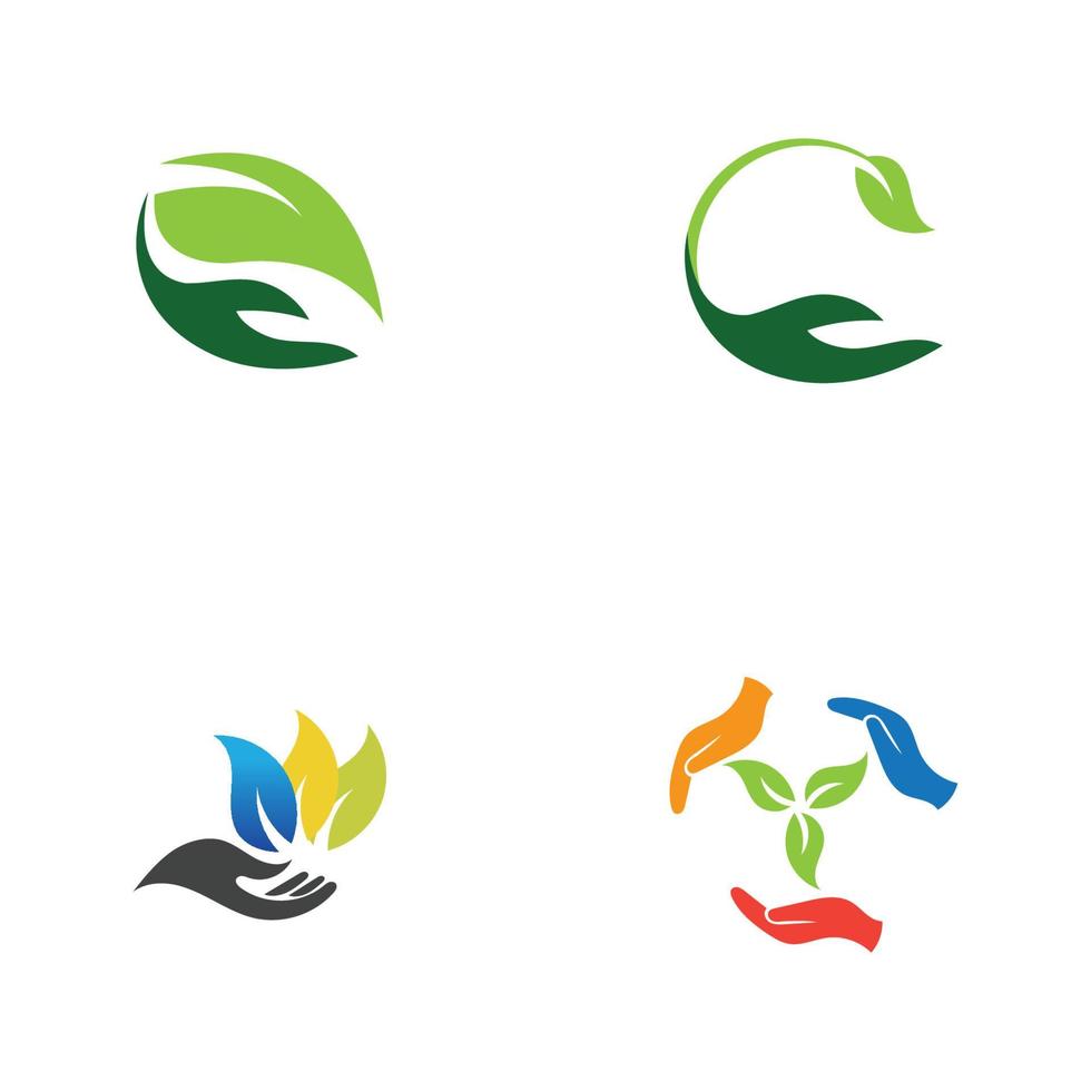 hand leaf logo vector