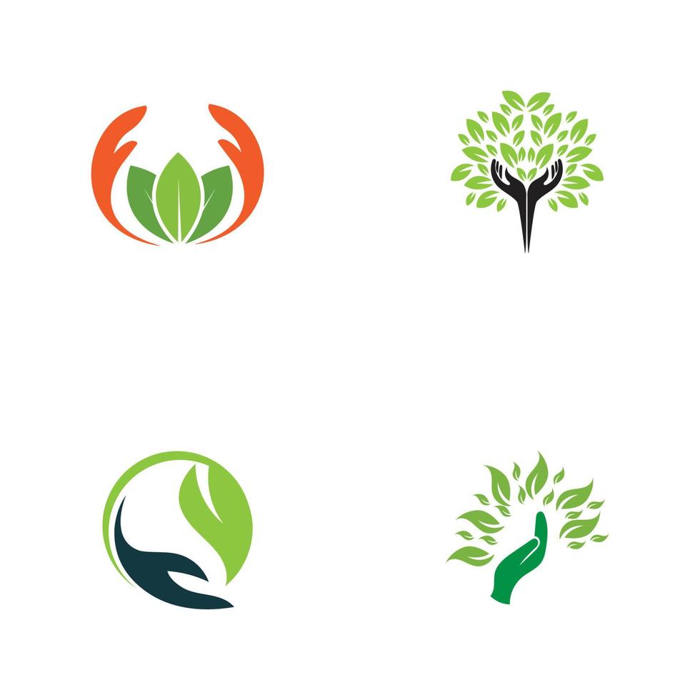 hand leaf logo vector