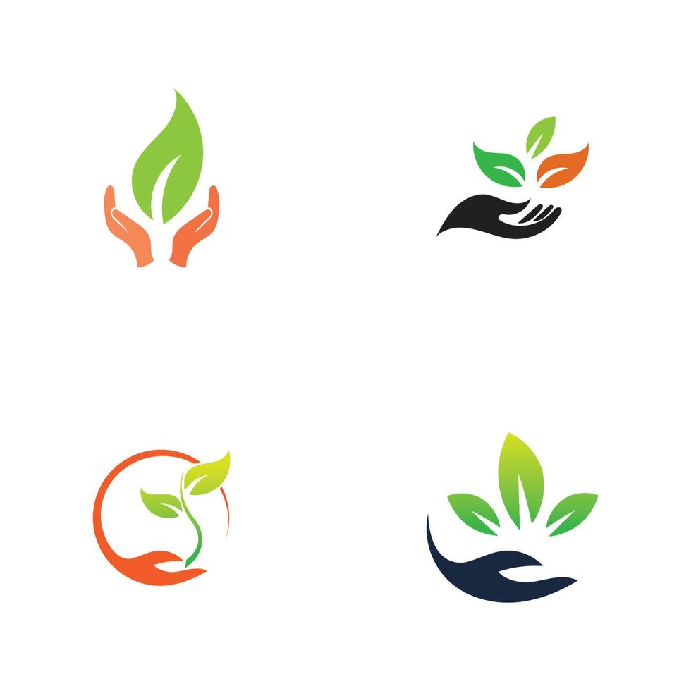 logo de hoja de mano vector