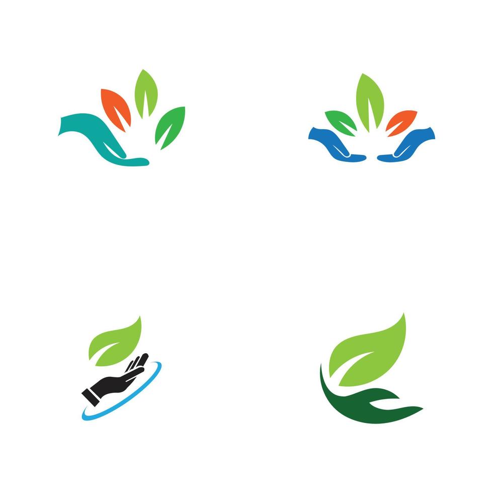 hand leaf logo vector