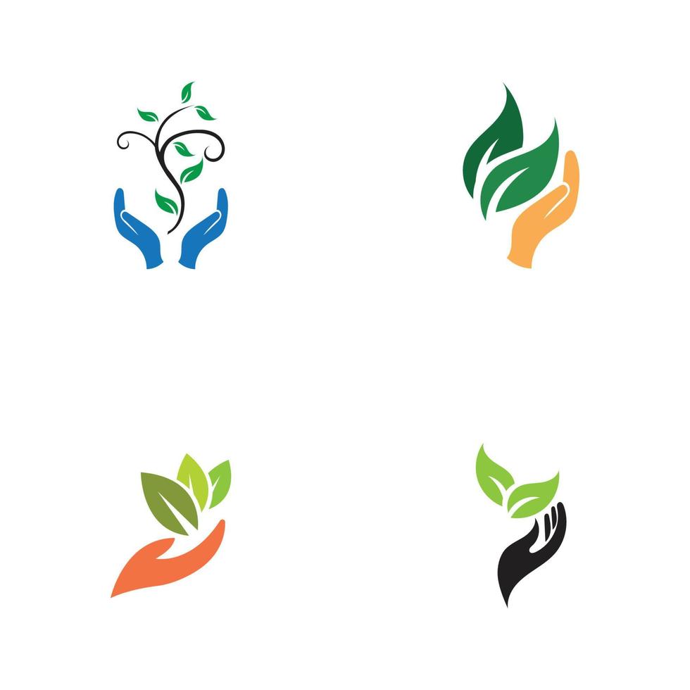 hand leaf logo vector