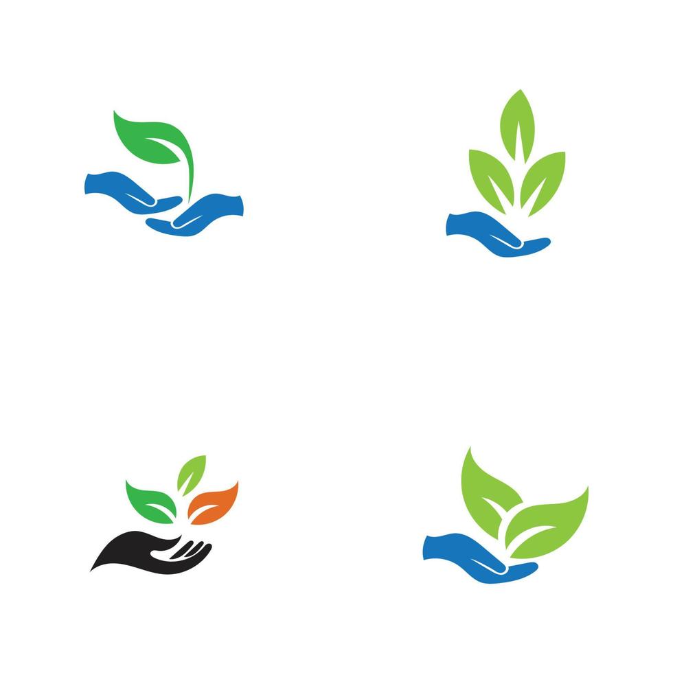 hand leaf logo vector