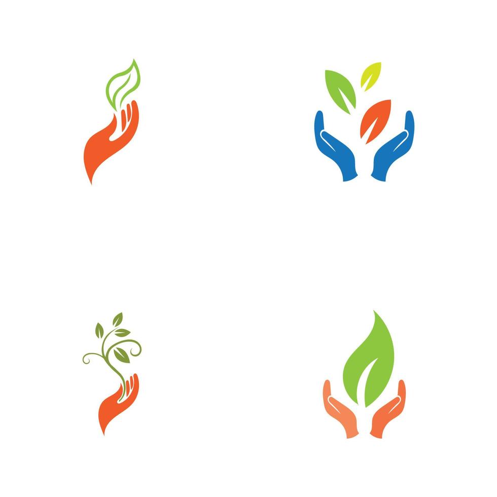 logo de hoja de mano vector