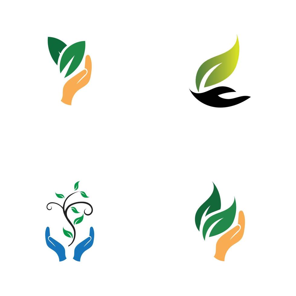 logo de hoja de mano vector