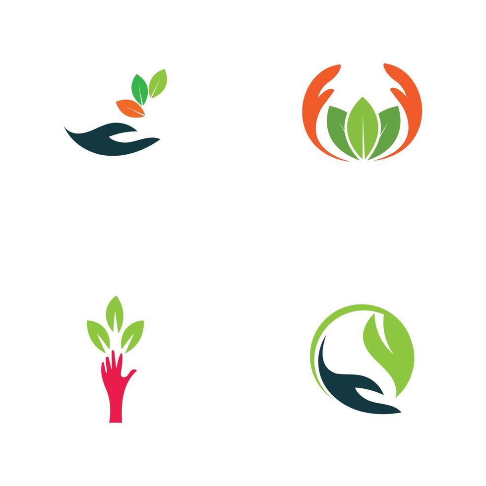 hand leaf logo vector