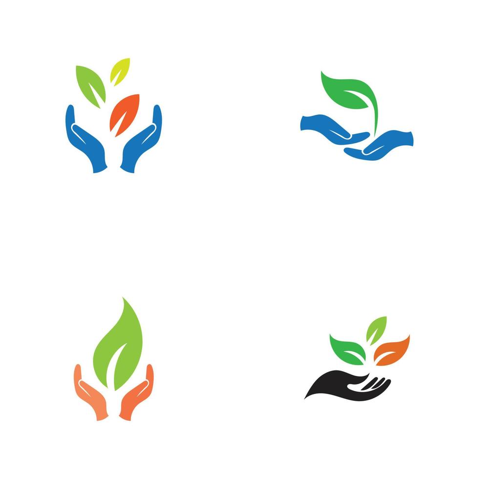 hand leaf logo vector