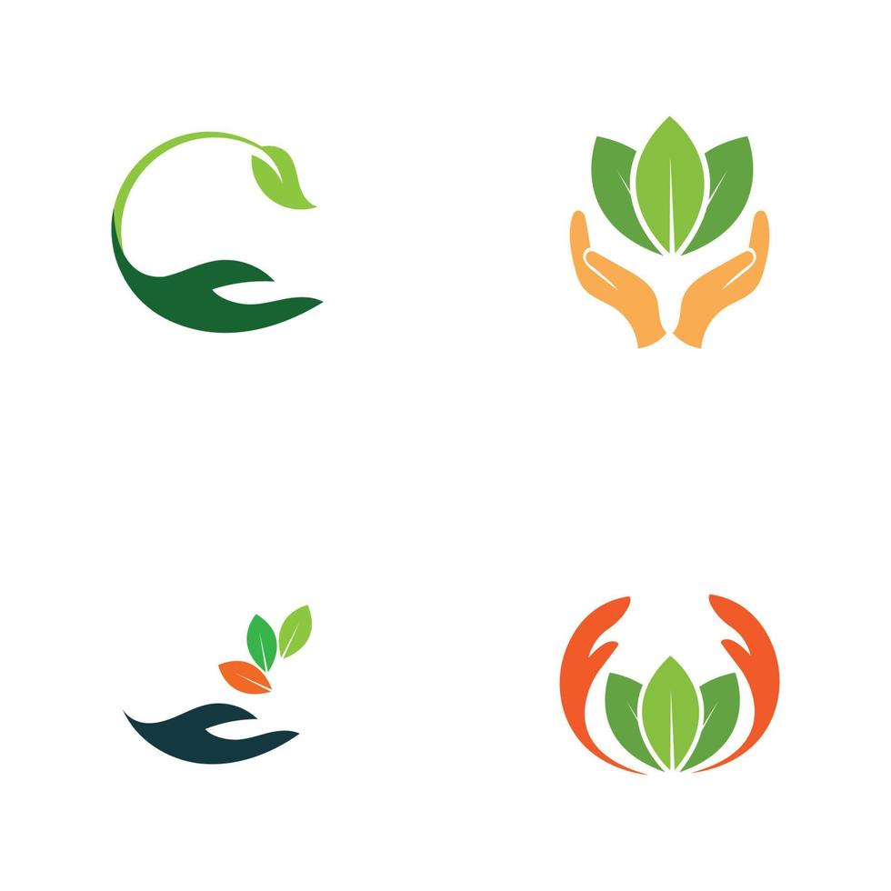 hand leaf logo vector