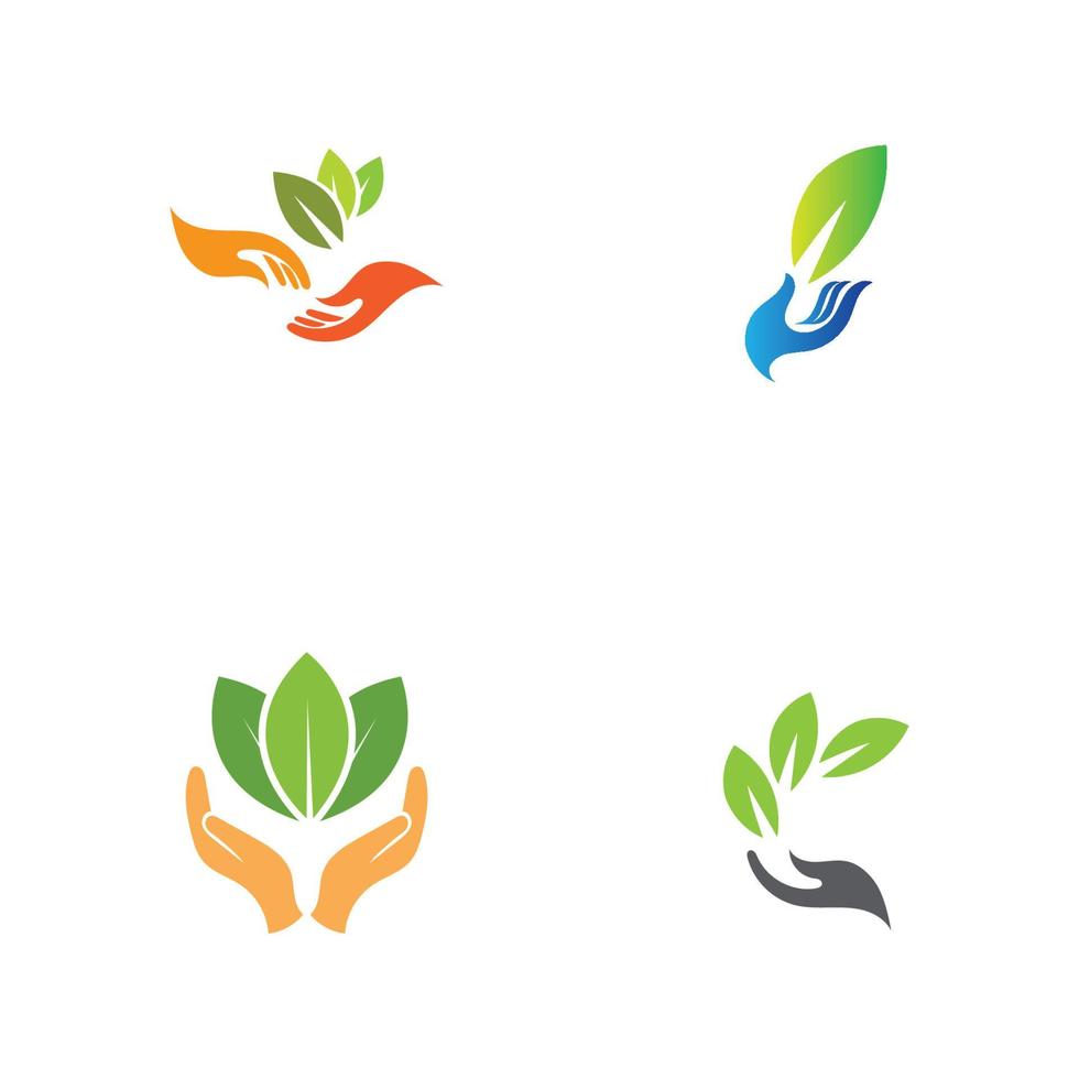 hand leaf logo vector